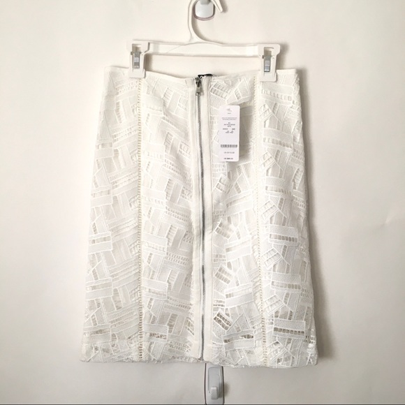 Bebe Giselle Geo Embroidered White Skirt - Picture 4 of 6